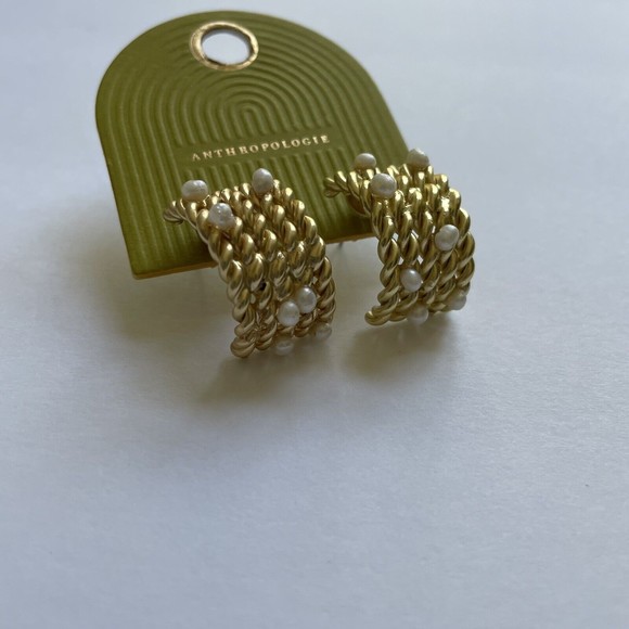 Anthropologie Demi Fine Pearly Rope Earrings 14K Gold Plated - Picture 4 of 5